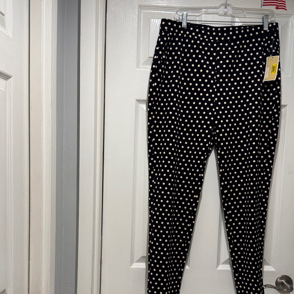 Michael Kors Black and White Polka Dot Ankel Pants